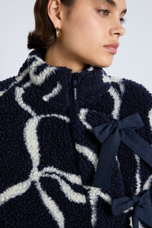 Damson Madder ingrid borg jacket- navy bows None | Women Pullover & Fleeces - Image 4