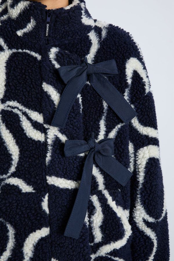 Damson Madder ingrid borg jacket- navy bows None | Women Pullover & Fleeces - Image 3