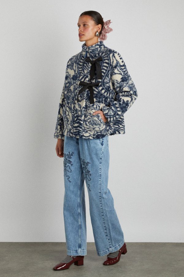 Damson Madder Pullover & Fleeces | Women | ingrid wool jacket - vase print None - Image 8