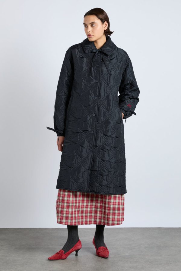Jackets & Coats Damson Madder Women | aubrey quilted coat- black bows None