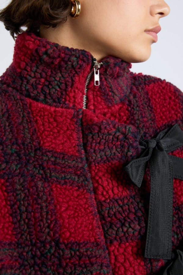 Jackets & Coats | ingrid borg jacket - red check None | Damson Madder Women - Image 2