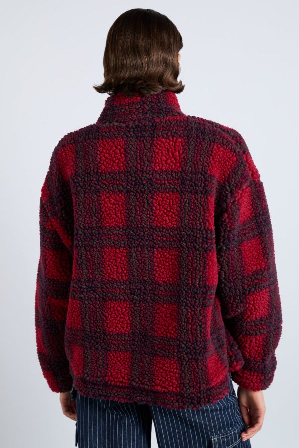 Jackets & Coats | ingrid borg jacket - red check None | Damson Madder Women - Image 5
