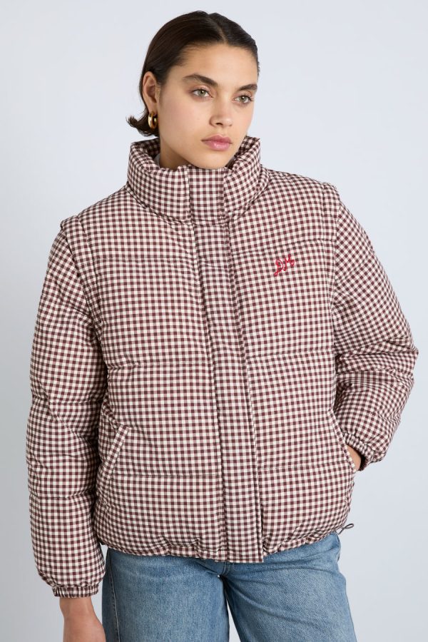 jennifer check puffer - chocolate gingham None Women | Jackets & Coats Damson Madder