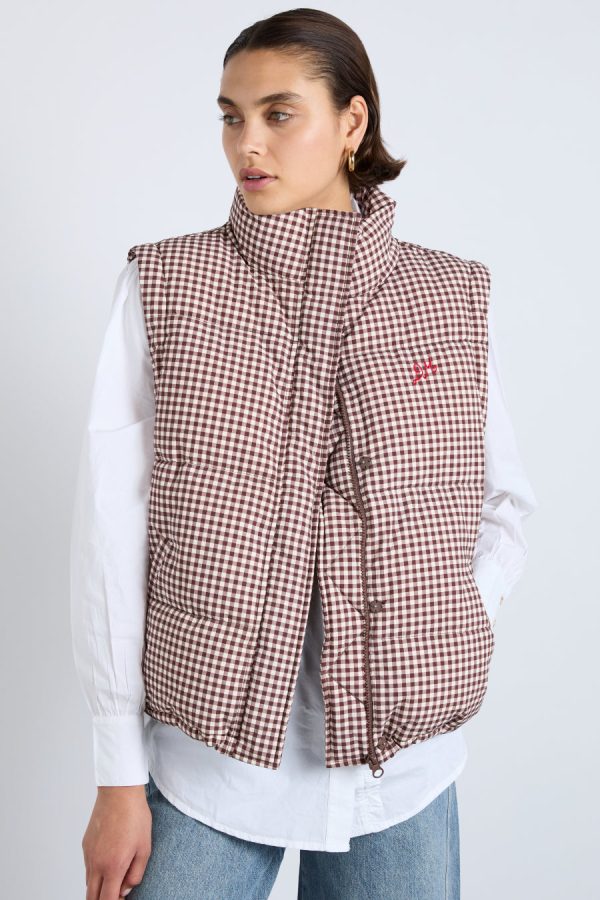 jennifer check puffer - chocolate gingham None Women | Jackets & Coats Damson Madder - Image 6