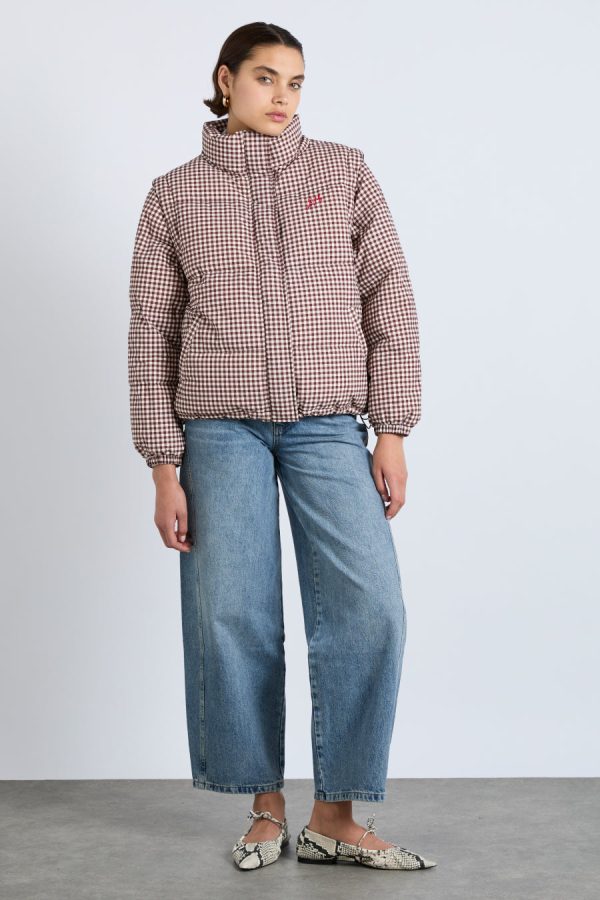 jennifer check puffer - chocolate gingham None Women | Jackets & Coats Damson Madder - Image 8