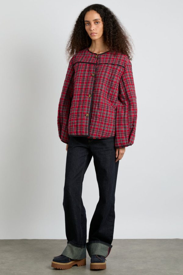 Women Jackets & Coats | Damson Madder macy quilted jacket - red check None - Image 6
