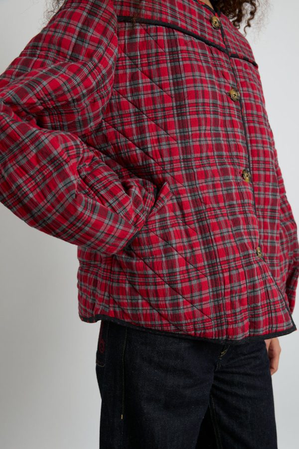 Women Jackets & Coats | Damson Madder macy quilted jacket - red check None - Image 4