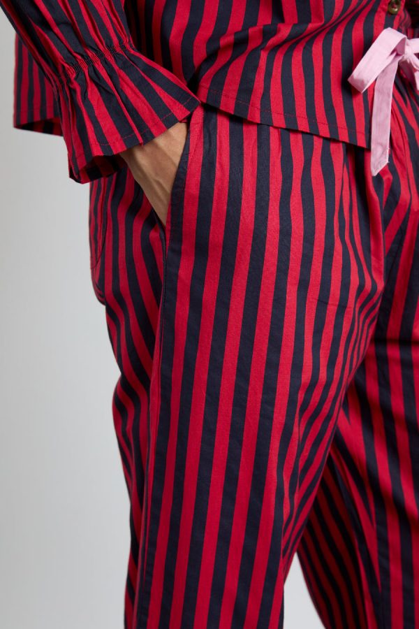 Women maria pj set- red/navy stripe None | Nightwear Damson Madder - Image 6