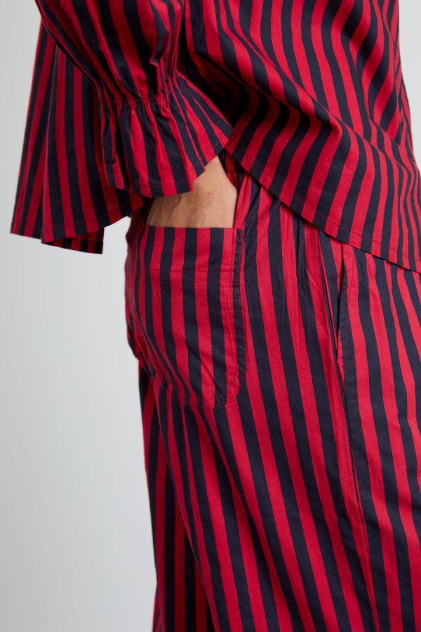 Women maria pj set- red/navy stripe None | Nightwear Damson Madder - Image 7