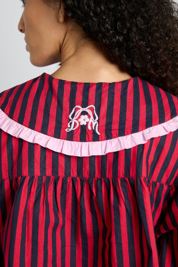 Women maria pj set- red/navy stripe None | Nightwear Damson Madder - Image 3