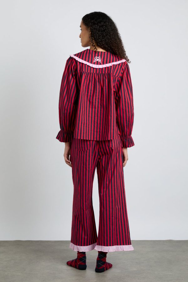 Women maria pj set- red/navy stripe None | Nightwear Damson Madder - Image 8
