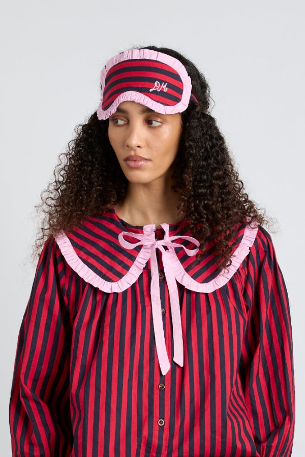 Nightwear Women | damson pj eye mask - red/navy stripe None Damson Madder - Image 2