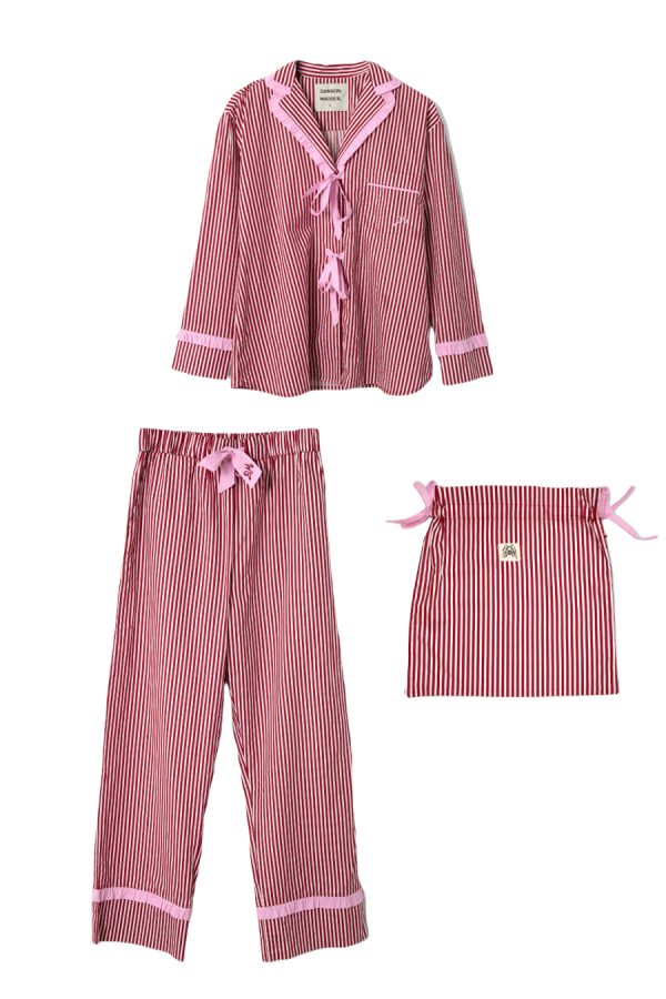 Damson Madder Nightwear | Women | antonella pj set- red stripe None - Image 3