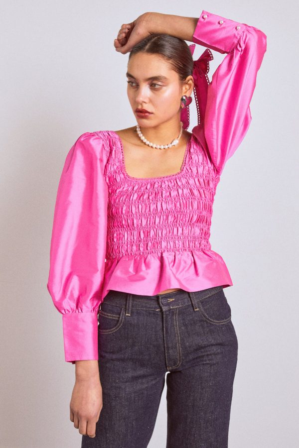ariana blouse - pink taffeta None Women | Occasion Wear Damson Madder