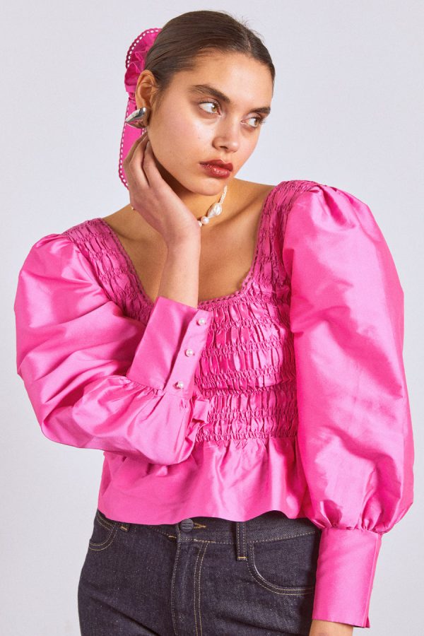 ariana blouse - pink taffeta None Women | Occasion Wear Damson Madder - Image 7