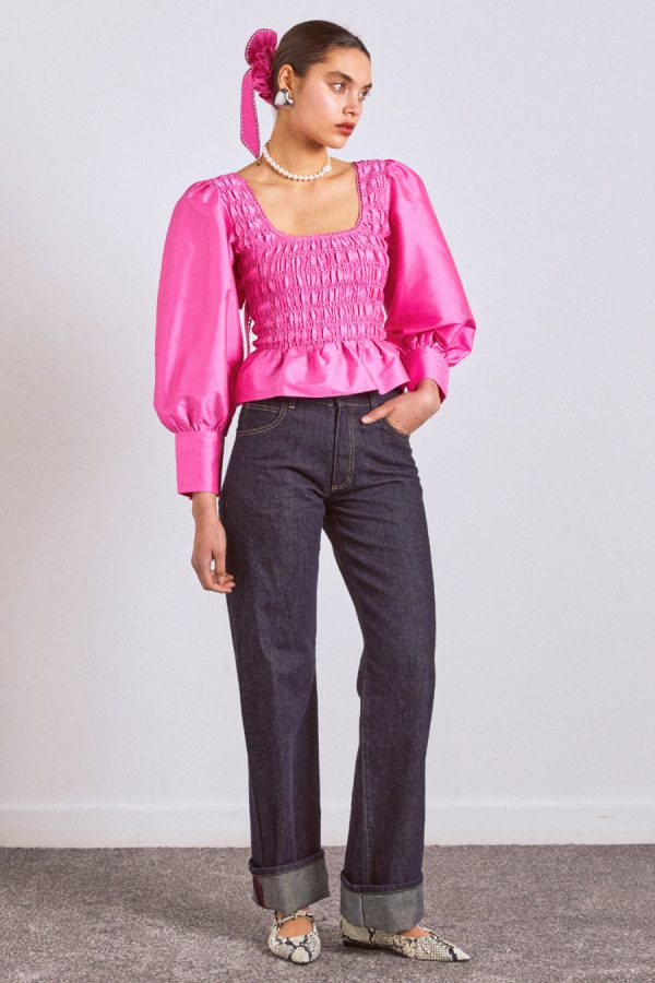 ariana blouse - pink taffeta None Women | Occasion Wear Damson Madder - Image 6