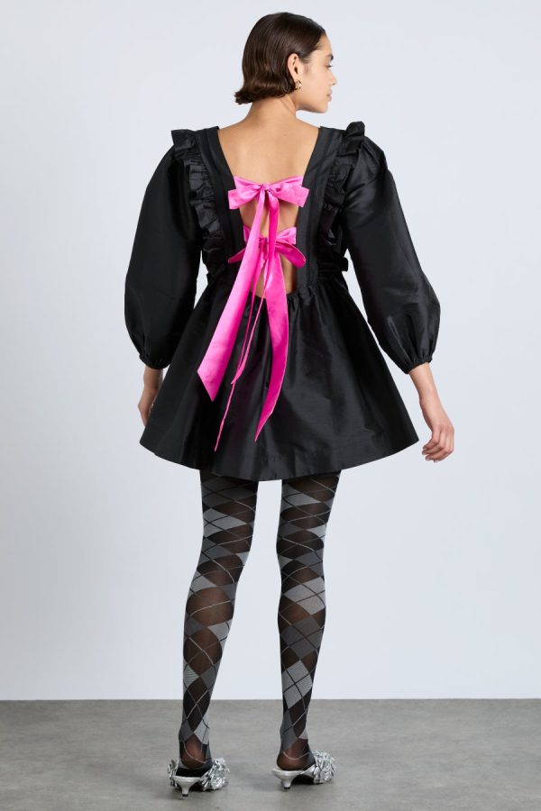 Women Occasion Wear | Damson Madder piarra mini smock dress - black with pink bows None