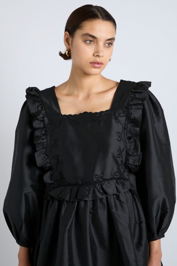 Women Occasion Wear | Damson Madder piarra mini smock dress - black with pink bows None - Image 3