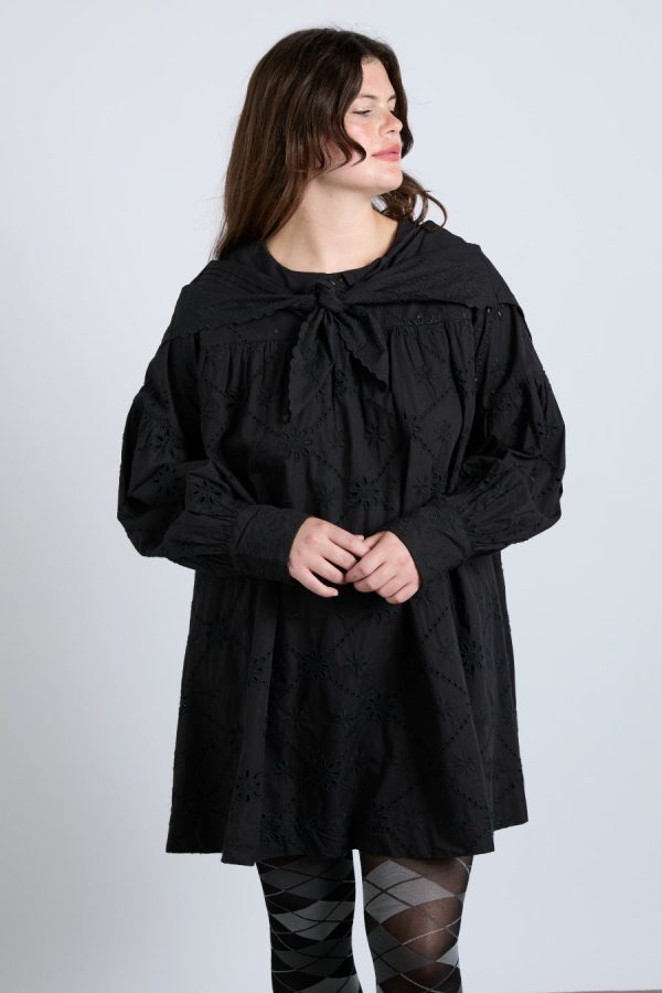 clementine embroidered collared mini dress - black None | Occasion Wear Damson Madder Women - Image 6