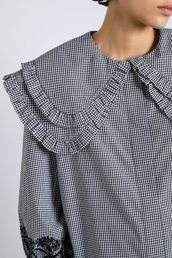 Damson Madder lois double collar blouse - black gingham None | Women Occasion Wear - Image 6