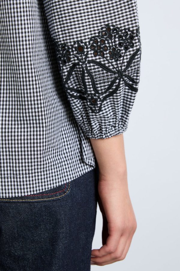 Damson Madder lois double collar blouse - black gingham None | Women Occasion Wear - Image 5