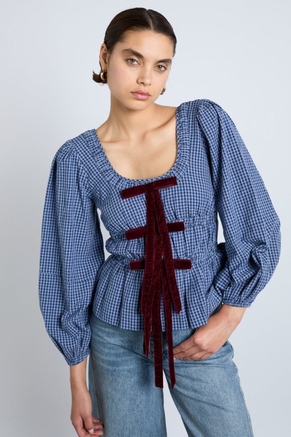 Occasion Wear Women | dakota blouse - blue check None Damson Madder