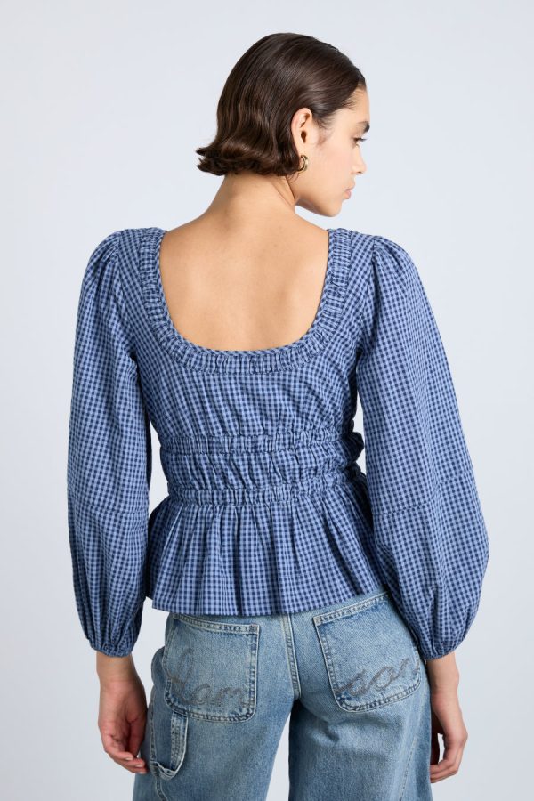 Occasion Wear Women | dakota blouse - blue check None Damson Madder - Image 5