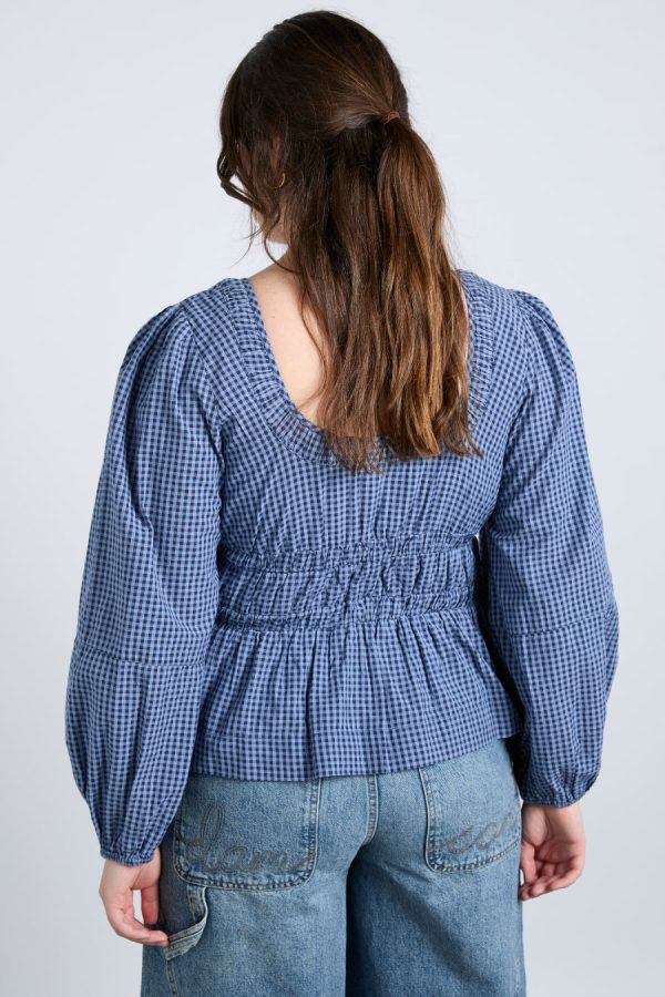 Occasion Wear Women | dakota blouse - blue check None Damson Madder - Image 2