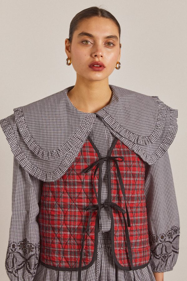 Damson Madder Co-ords | Women | arte reversible gilet - black gingham None - Image 4