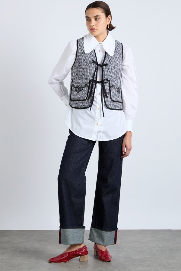 Damson Madder Co-ords | Women | arte reversible gilet - black gingham None - Image 6