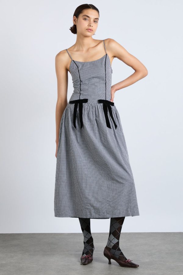 persephone midi dress - black gingham None | Co-ords Damson Madder Women