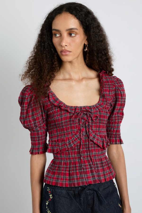 Damson Madder Co-ords | Women | meghan blouse - red check None
