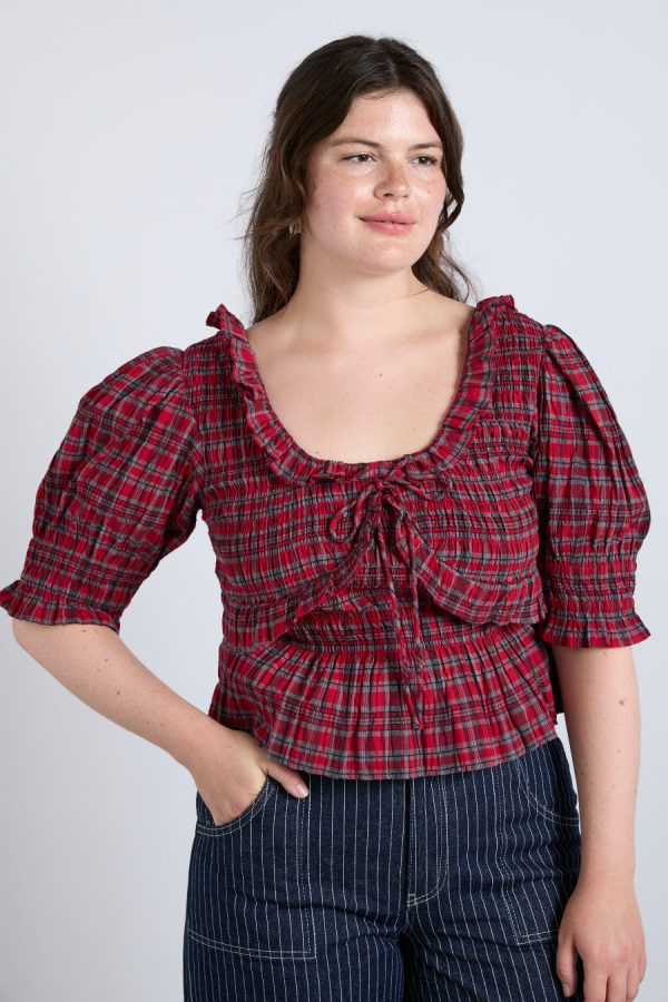 Damson Madder Co-ords | Women | meghan blouse - red check None - Image 2