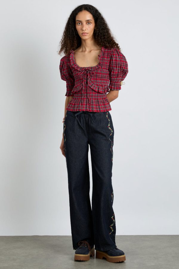 Damson Madder Co-ords | Women | meghan blouse - red check None - Image 3