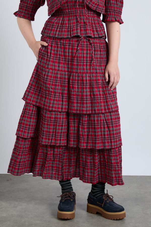 Co-ords Damson Madder | Women malika ra ra midi skirt - red check None