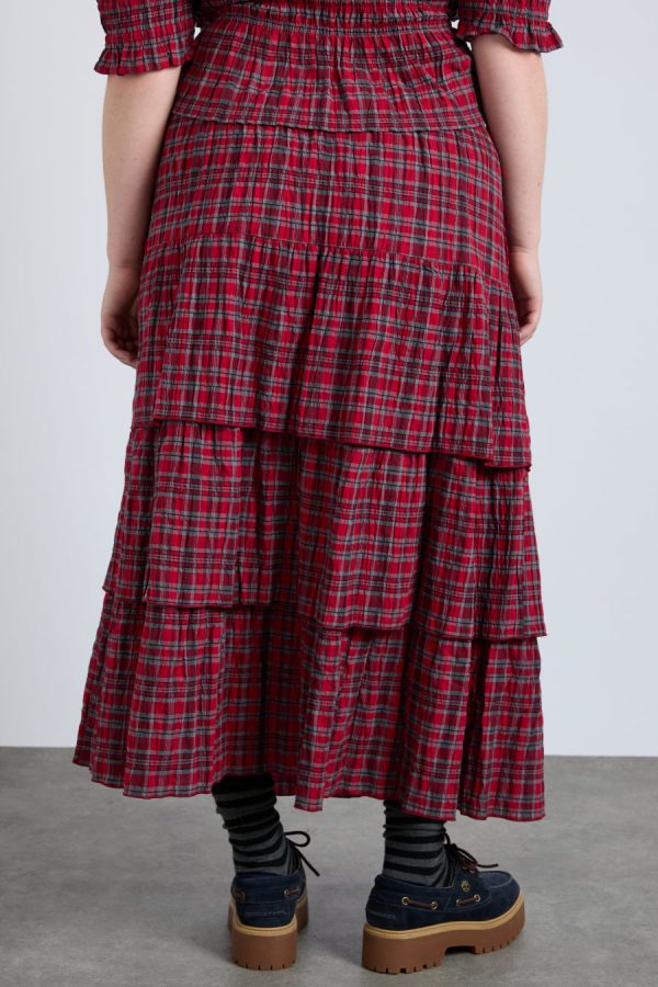 Co-ords Damson Madder | Women malika ra ra midi skirt - red check None - Image 5
