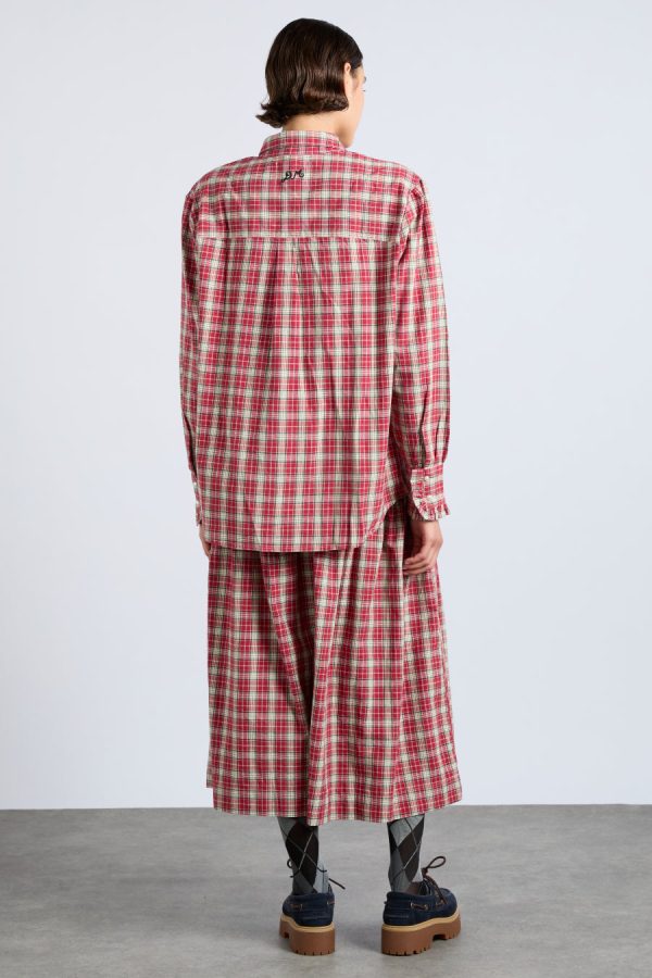 Damson Madder Co-ords | Women | bronte button through midi skirt - red check None - Image 4