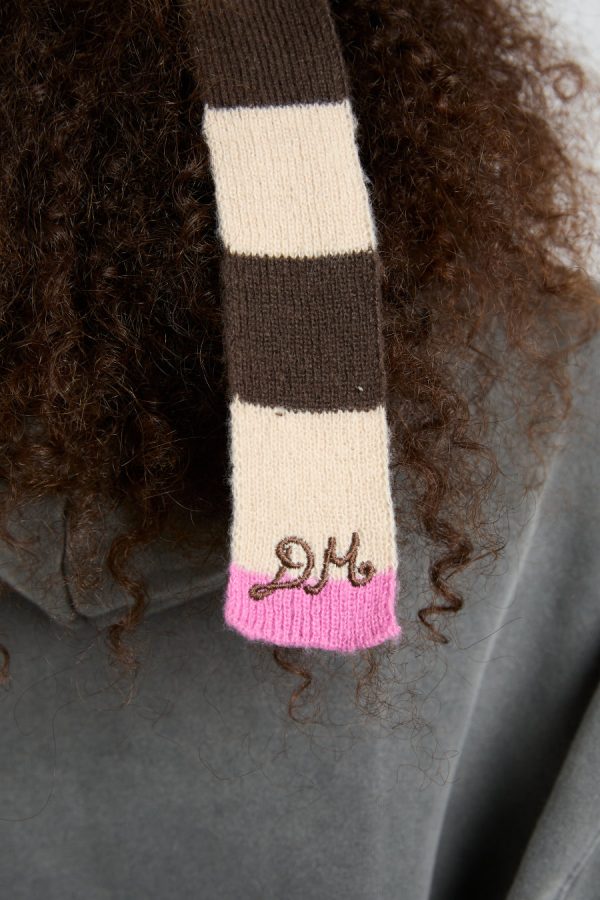 knitted hair bow in stripe - ecru & choc None Women | Hair Accessories Damson Madder - Image 2