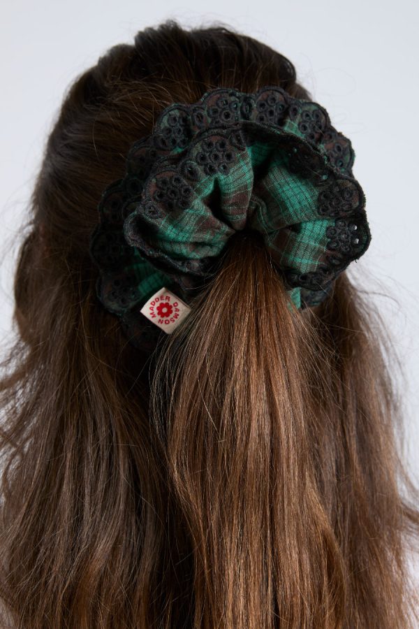 Hair Accessories Damson Madder Women | green check broderie scrunchie None