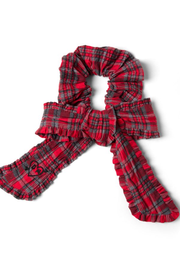 Hair Accessories | Women Damson Madder red check bow scrunchie None - Image 2