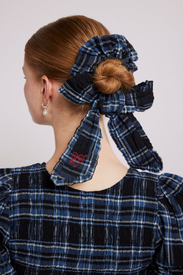 Women Damson Madder bow check scrunchie None | Hair Accessories
