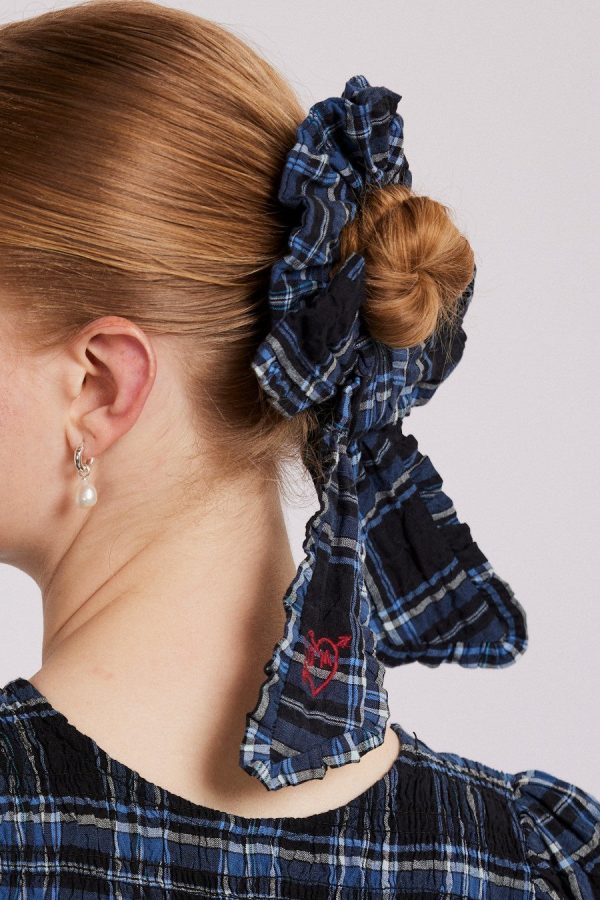 Women Damson Madder bow check scrunchie None | Hair Accessories - Image 2