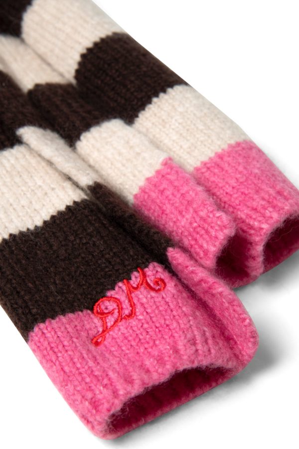 Women skinny stripe scarf in choc & ecru None | Cold Weather Accessories Damson Madder - Image 4