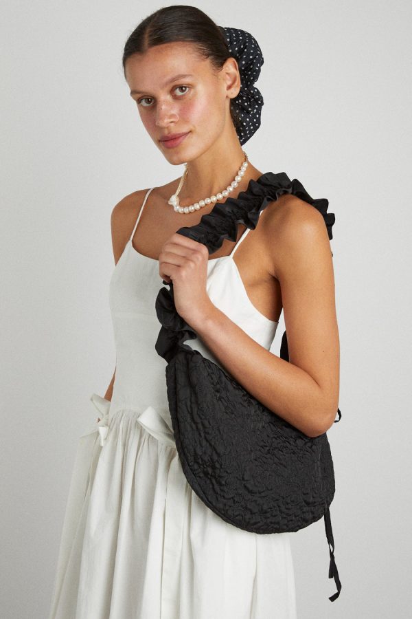 Bags Damson Madder | Women quilted ruched kidney bag - black None