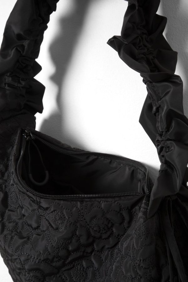Bags Damson Madder | Women quilted ruched kidney bag - black None - Image 3