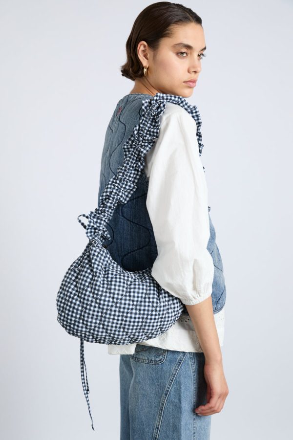 ruched kidney bag in gingham None Women | Bags Damson Madder - Image 3
