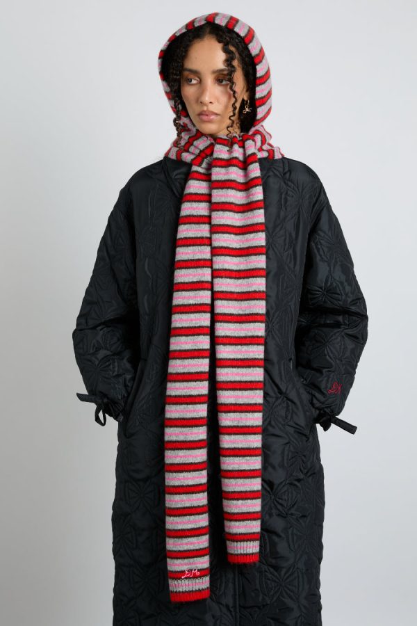 Hats | hooded scarf in stripe None - Damson Madder Women