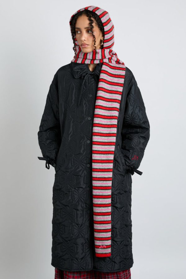 Hats | hooded scarf in stripe None - Damson Madder Women - Image 3