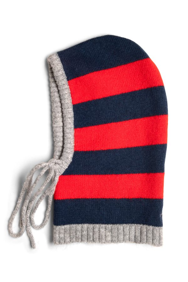 Damson Madder Hoods | Women | hood in red & navy with grey tie None - Image 6