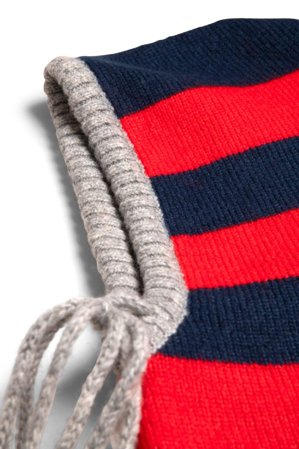 Damson Madder Hoods | Women | hood in red & navy with grey tie None - Image 5